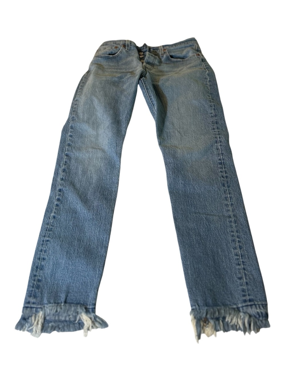 Levi's 501 Medium Blue Straight-Leg Jeans with Frayed Hem